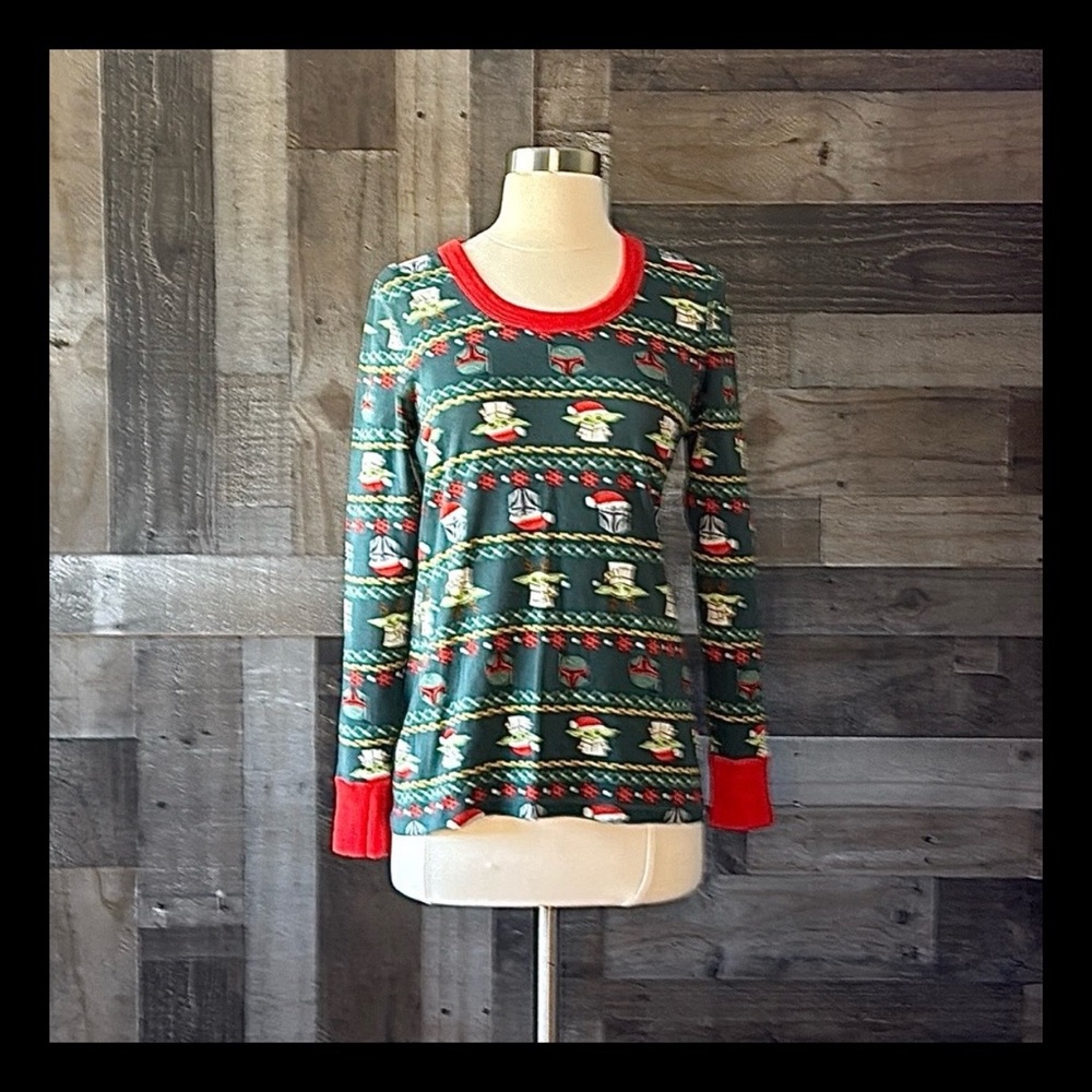 Hanna Andersson x Disney Star Wars long sleeve shirt small Mandalorian Christmas